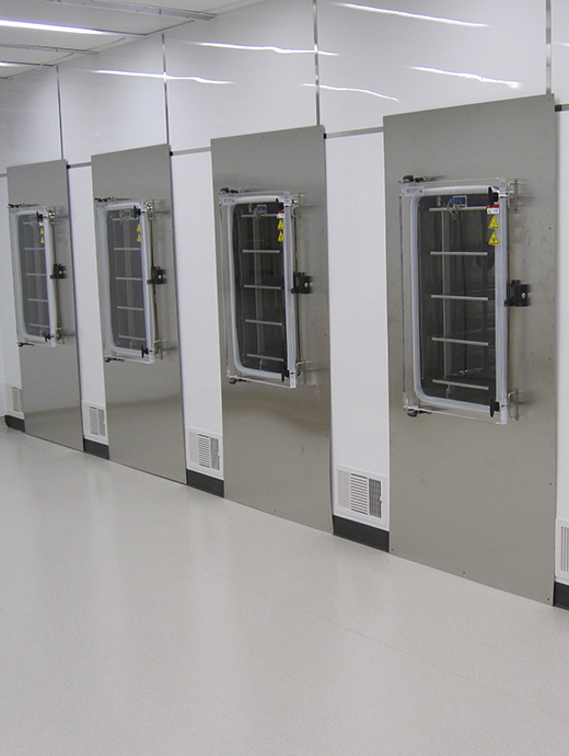 Multiple Magnum units wall-mounted in a clean room